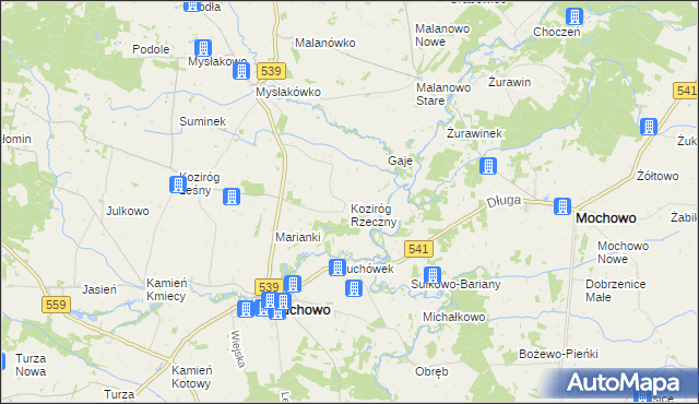mapa Koziróg Rzeczny, Koziróg Rzeczny na mapie Targeo