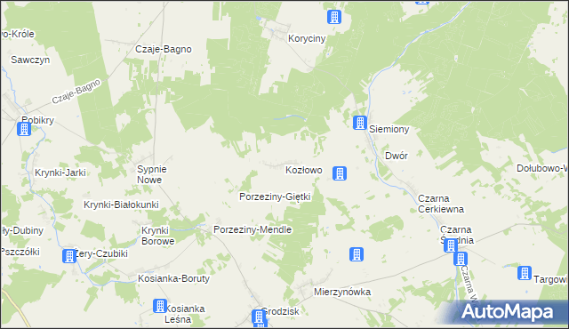 mapa Kozłowo gmina Grodzisk, Kozłowo gmina Grodzisk na mapie Targeo