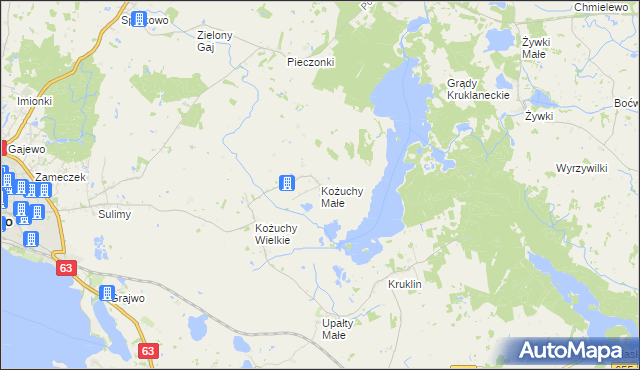 mapa Kożuchy Małe, Kożuchy Małe na mapie Targeo