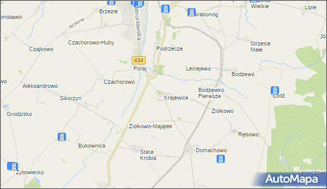 mapa Krajewice, Krajewice na mapie Targeo