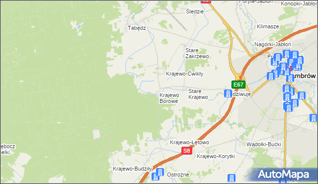 mapa Krajewo Borowe, Krajewo Borowe na mapie Targeo