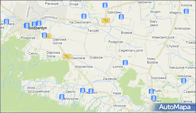 mapa Krajków gmina Pawłów, Krajków gmina Pawłów na mapie Targeo
