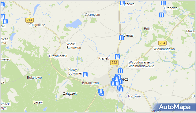 mapa Kranek, Kranek na mapie Targeo