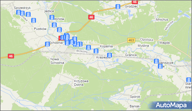 mapa Krasiejów, Krasiejów na mapie Targeo