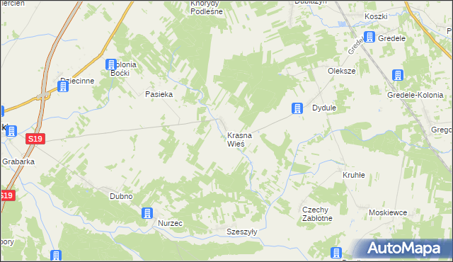 mapa Krasna Wieś, Krasna Wieś na mapie Targeo