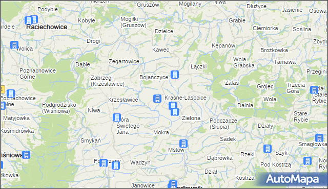 mapa Krasne-Lasocice, Krasne-Lasocice na mapie Targeo