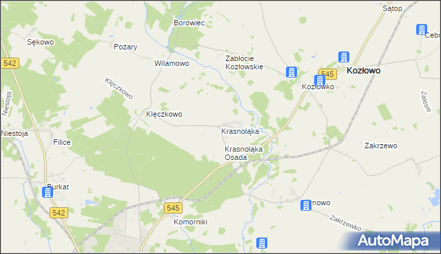mapa Krasnołąka gmina Działdowo, Krasnołąka gmina Działdowo na mapie Targeo