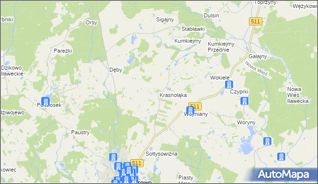 mapa Krasnołąka gmina Górowo Iławeckie, Krasnołąka gmina Górowo Iławeckie na mapie Targeo