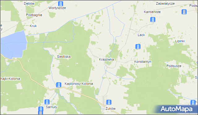 mapa Krasówka gmina Włodawa, Krasówka gmina Włodawa na mapie Targeo