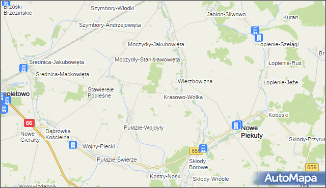 mapa Krasowo-Wólka, Krasowo-Wólka na mapie Targeo