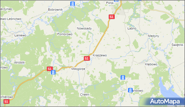 mapa Kraszewo gmina Lidzbark Warmiński, Kraszewo gmina Lidzbark Warmiński na mapie Targeo