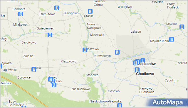 mapa Krawieczyn, Krawieczyn na mapie Targeo