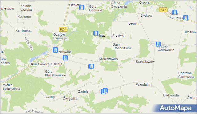 mapa Kręciszówka, Kręciszówka na mapie Targeo