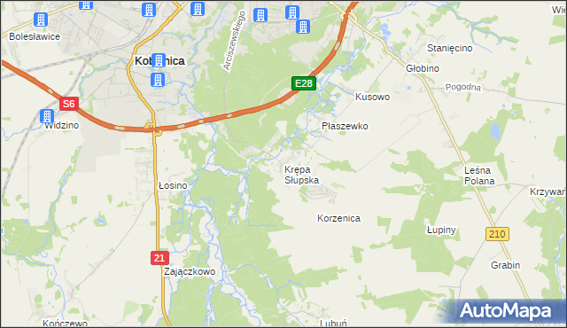 mapa Krępa Słupska, Krępa Słupska na mapie Targeo