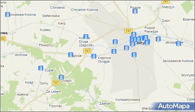 mapa Krężnica Okrągła, Krężnica Okrągła na mapie Targeo