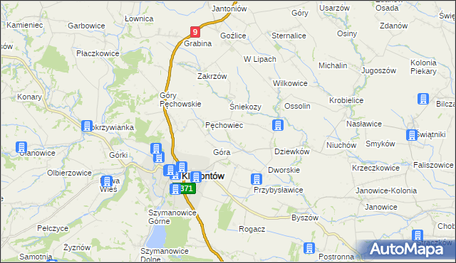 mapa Kroblice Pęchowskie, Kroblice Pęchowskie na mapie Targeo