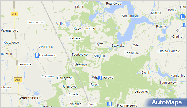 mapa Krogulec gmina Piotrków Kujawski, Krogulec gmina Piotrków Kujawski na mapie Targeo