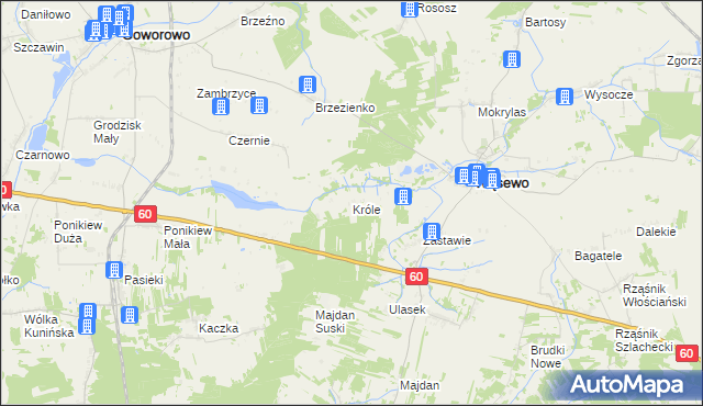 mapa Króle gmina Wąsewo, Króle gmina Wąsewo na mapie Targeo