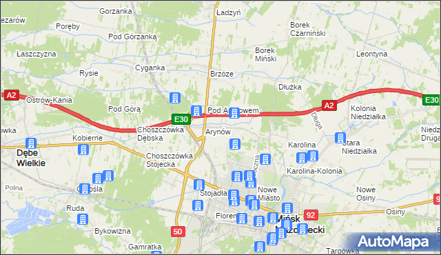 mapa Królewiec gmina Mińsk Mazowiecki, Królewiec gmina Mińsk Mazowiecki na mapie Targeo