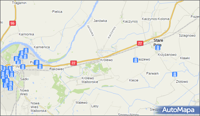 mapa Królewo gmina Stare Pole, Królewo gmina Stare Pole na mapie Targeo