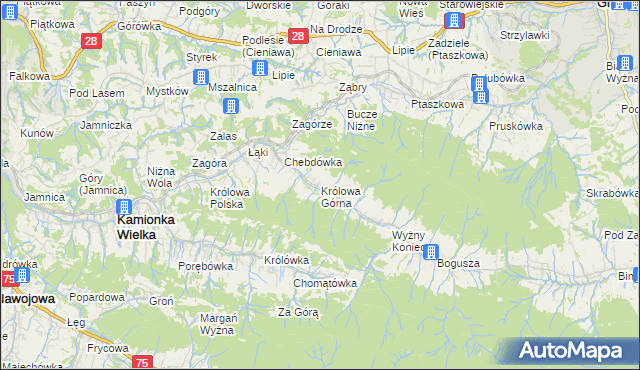 mapa Królowa Górna, Królowa Górna na mapie Targeo
