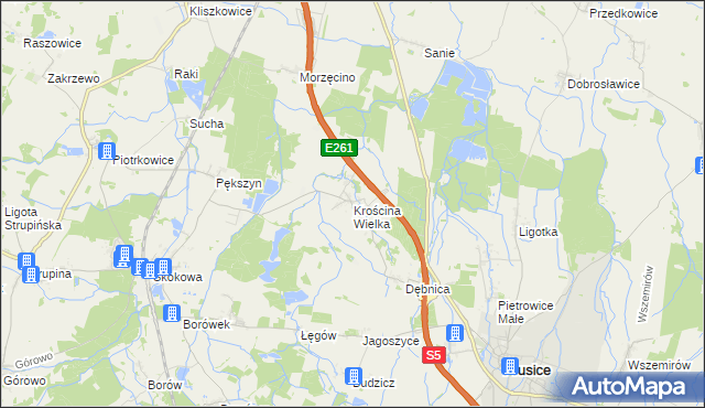 mapa Krościna Wielka, Krościna Wielka na mapie Targeo