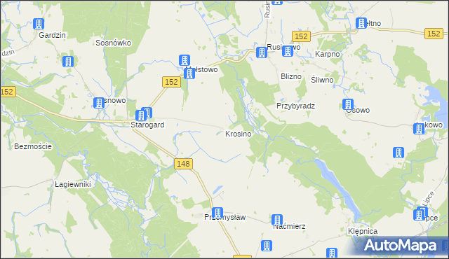 mapa Krosino gmina Resko, Krosino gmina Resko na mapie Targeo