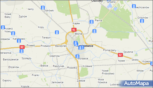 mapa Krośniewice, Krośniewice na mapie Targeo