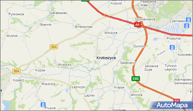 mapa Krotoszyce, Krotoszyce na mapie Targeo