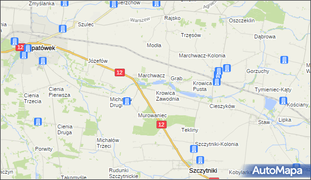 mapa Krowica Zawodnia, Krowica Zawodnia na mapie Targeo