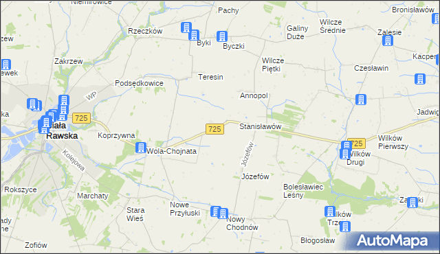 mapa Krukówka gmina Biała Rawska, Krukówka gmina Biała Rawska na mapie Targeo