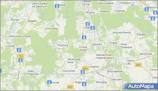 mapa Krupia Wólka, Krupia Wólka na mapie Targeo