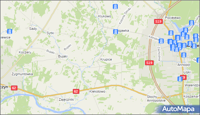 mapa Krupice gmina Siemiatycze, Krupice gmina Siemiatycze na mapie Targeo