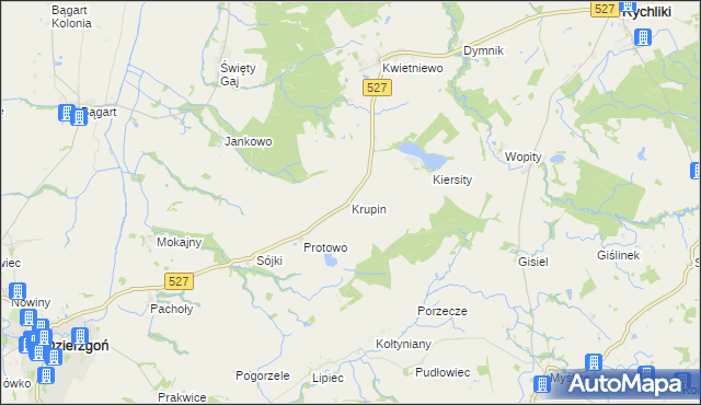 mapa Krupin gmina Rychliki, Krupin gmina Rychliki na mapie Targeo