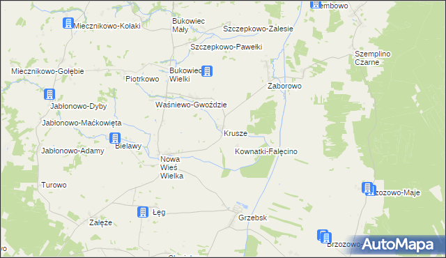mapa Krusze gmina Janowiec Kościelny, Krusze gmina Janowiec Kościelny na mapie Targeo