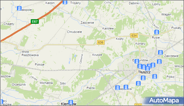 mapa Krusze gmina Klembów, Krusze gmina Klembów na mapie Targeo