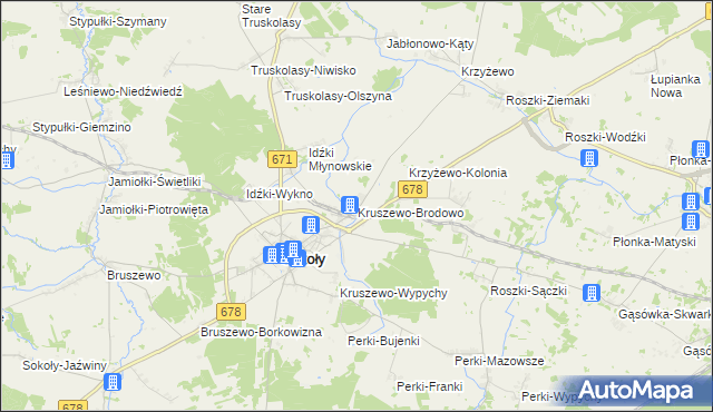 mapa Kruszewo-Brodowo, Kruszewo-Brodowo na mapie Targeo
