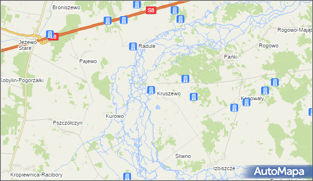 mapa Kruszewo gmina Choroszcz, Kruszewo gmina Choroszcz na mapie Targeo