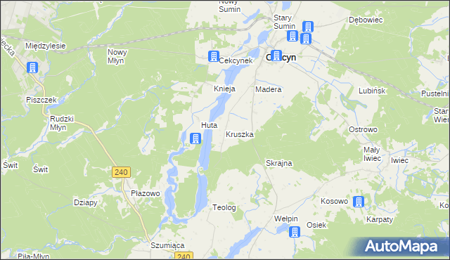 mapa Kruszka gmina Cekcyn, Kruszka gmina Cekcyn na mapie Targeo