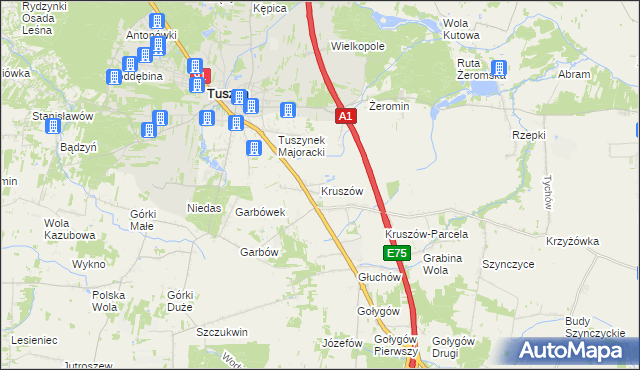 mapa Kruszów, Kruszów na mapie Targeo