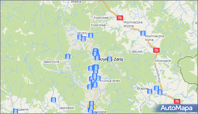 mapa Krynica-Zdrój, Krynica-Zdrój na mapie Targeo