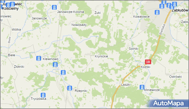 mapa Krynickie, Krynickie na mapie Targeo
