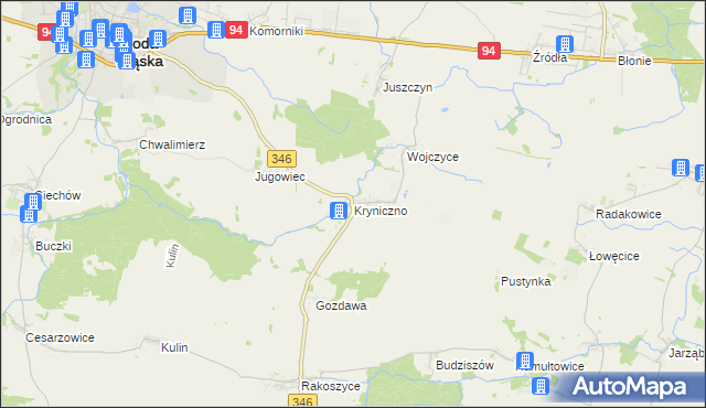 mapa Kryniczno gmina Środa Śląska, Kryniczno gmina Środa Śląska na mapie Targeo