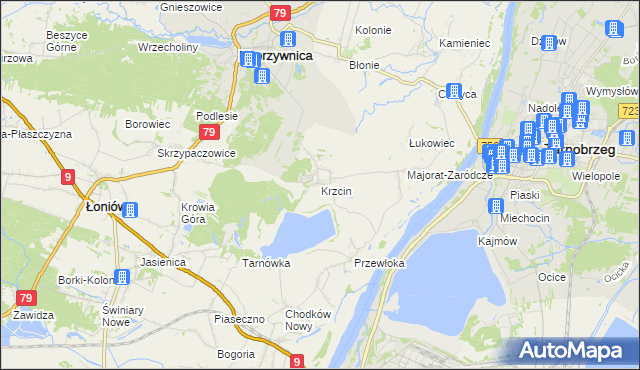 mapa Krzcin, Krzcin na mapie Targeo