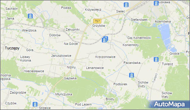 mapa Krzczonowice gmina Staszów, Krzczonowice gmina Staszów na mapie Targeo