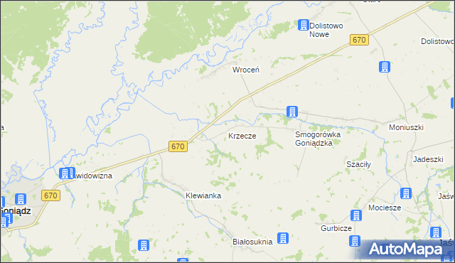 mapa Krzecze, Krzecze na mapie Targeo