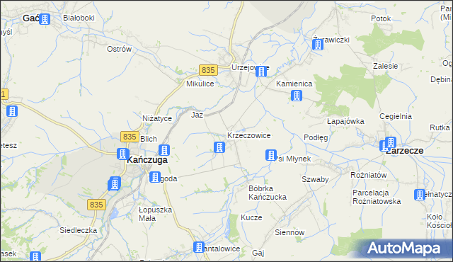 mapa Krzeczowice, Krzeczowice na mapie Targeo