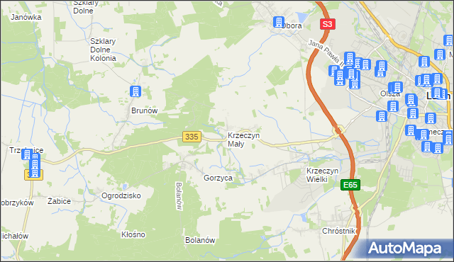 mapa Krzeczyn Mały, Krzeczyn Mały na mapie Targeo