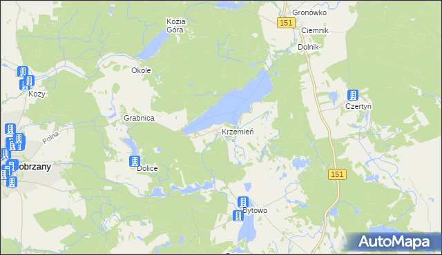 mapa Krzemień gmina Dobrzany, Krzemień gmina Dobrzany na mapie Targeo
