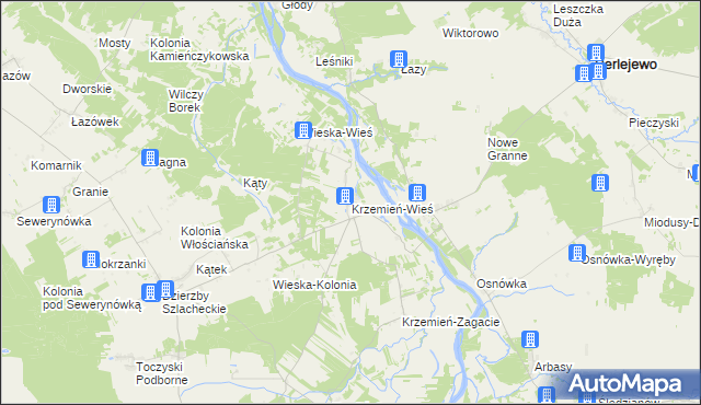 mapa Krzemień-Wieś, Krzemień-Wieś na mapie Targeo